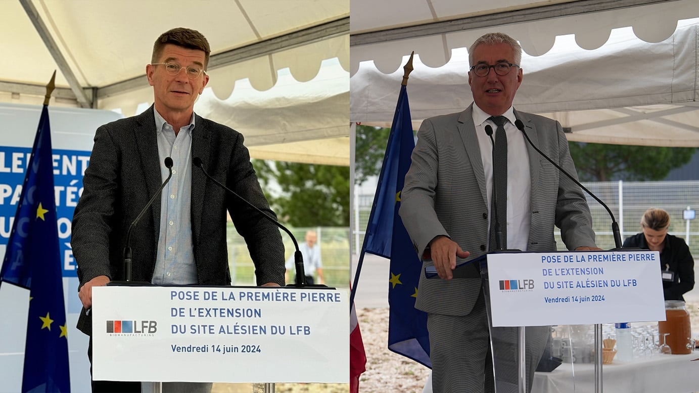 Jacques Brom, CEO von LFB und Christophe Rivenq, Präsident der Agglomeration Alès, stellvertretender Bürgermeister von Alès, Mitglied des Regionalrats von Okzitanien